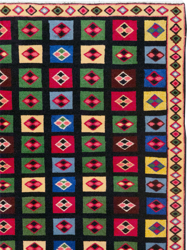 Vintage Persian Mahal Throw Rug, No.31548 - Gss