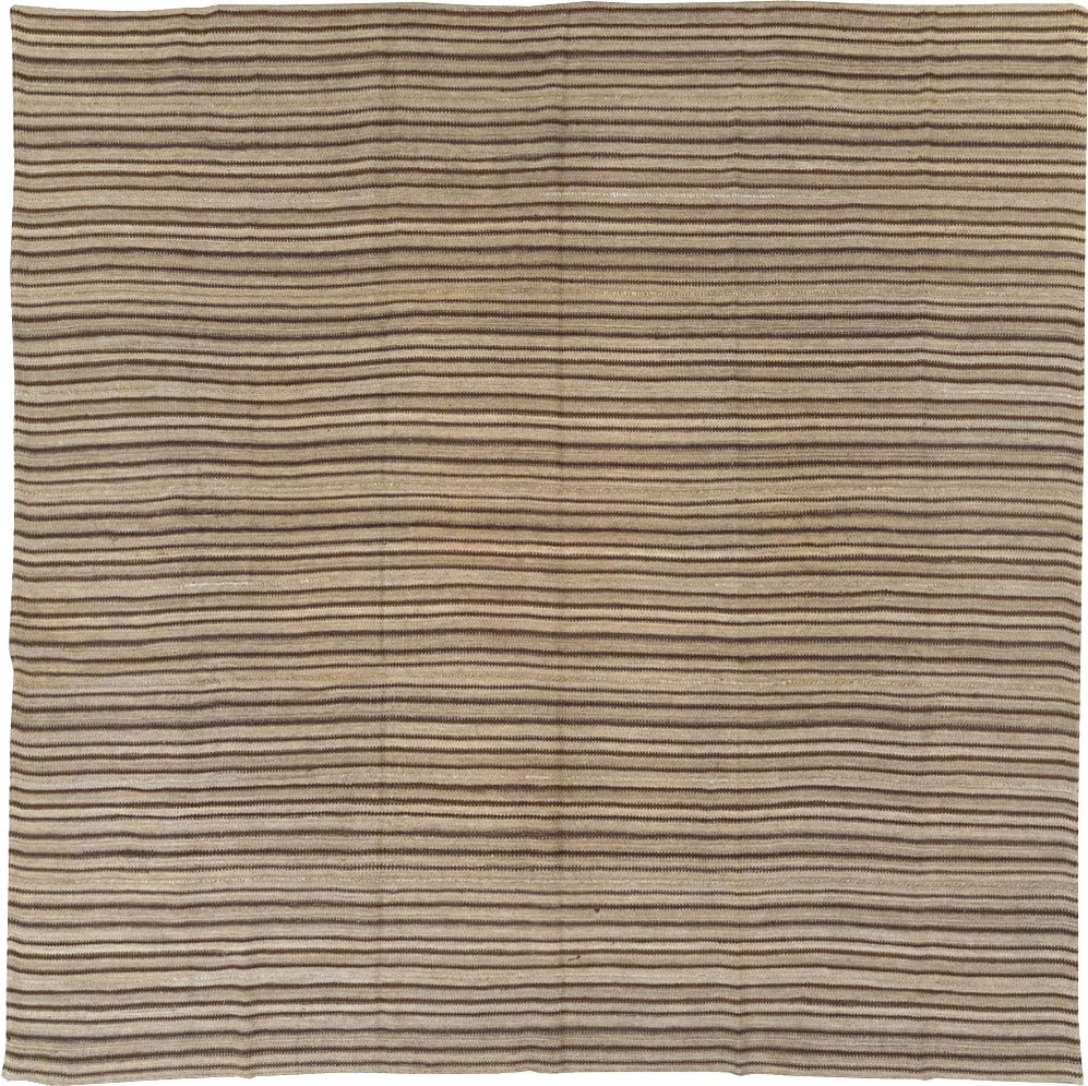 Vintage Turkish Flatweave Kilim Square Room Size Carpet, No.31549 - Gss