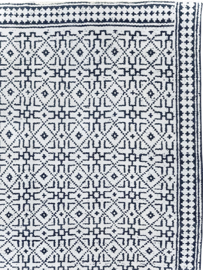 Vintage Persian Flatweave Room Size Carpet, No.31558 - Gss