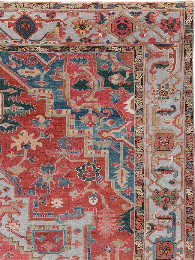 Antique Persian Heriz Room Size Carpet, No.31563 - Gss