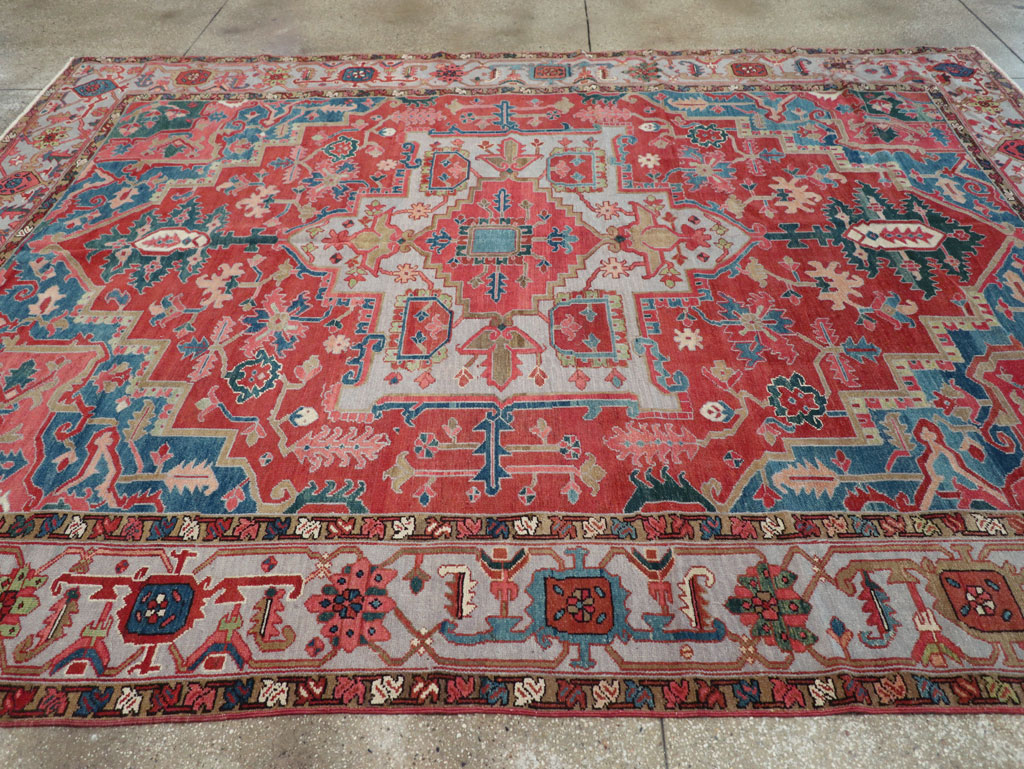 Antique Persian Heriz Room Size Carpet, No.31563 - Gss