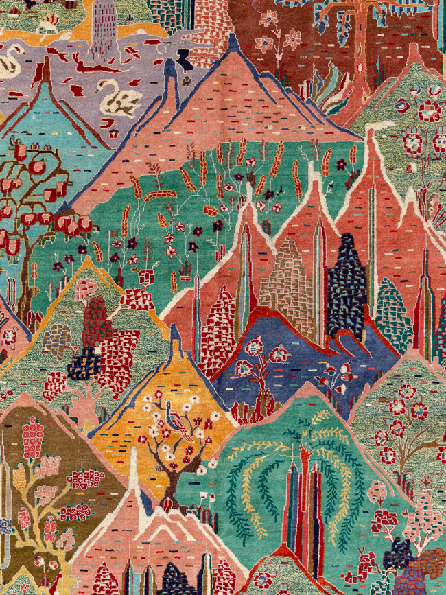 Vintage Persian Tabriz Pictorial Room Size Carpet, No.31566 - Gss