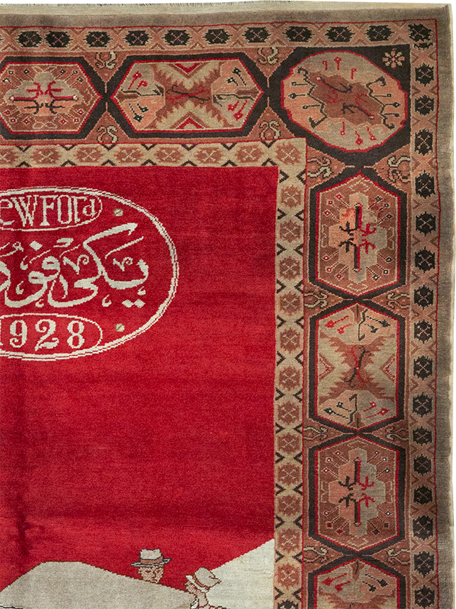 Vintage Persian Sivas Pictorial Accent Rug, No.31579 - Gss