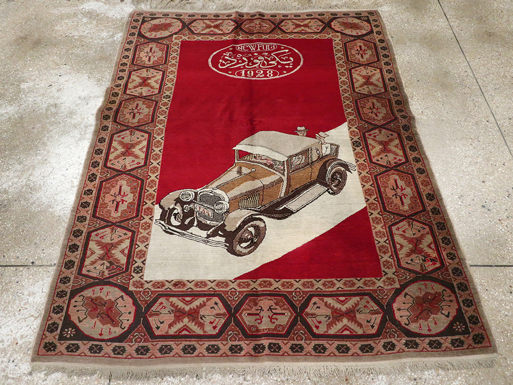 Vintage Persian Sivas Pictorial Accent Rug, No.31579 - Gss