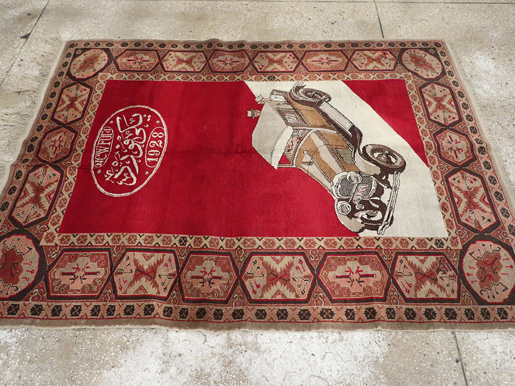 Antique Turkish Sivas Pictorial Accent Rug, No.31579 - Gss