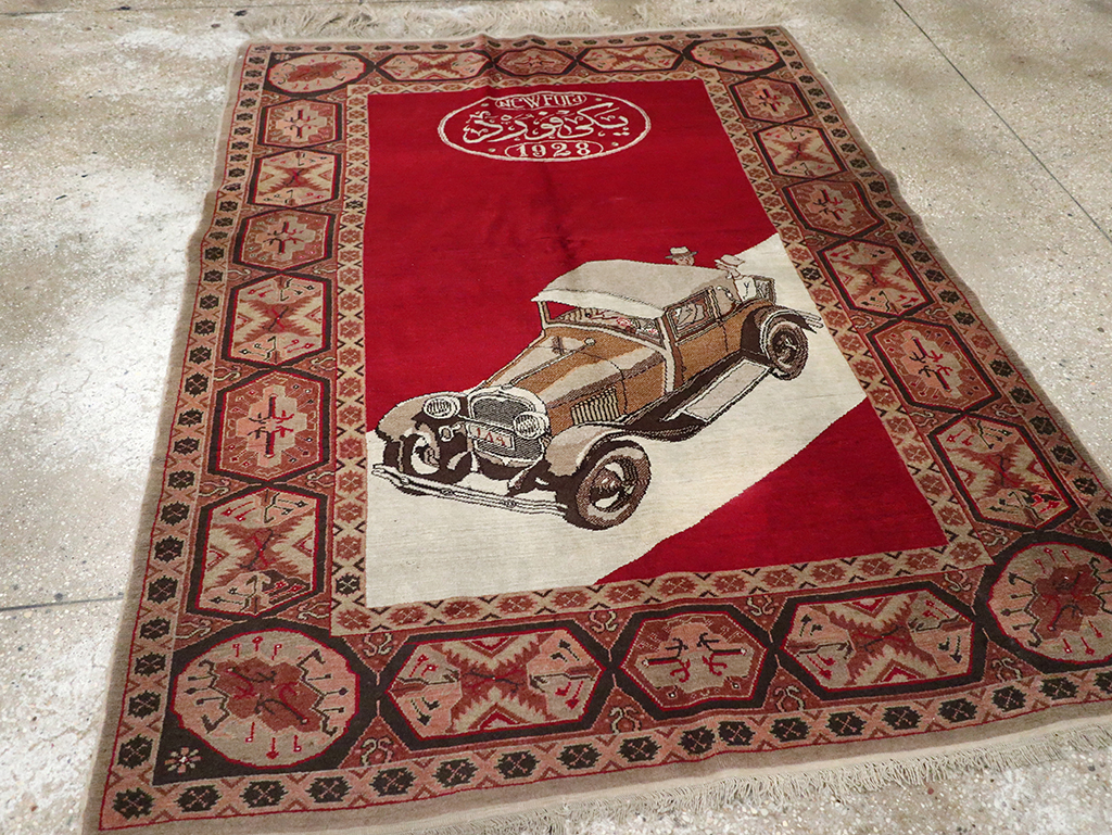 Vintage Persian Sivas Pictorial Accent Rug, No.31579 - Gss
