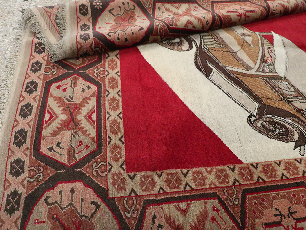 Vintage Persian Sivas Pictorial Accent Rug, No.31579 - Gss