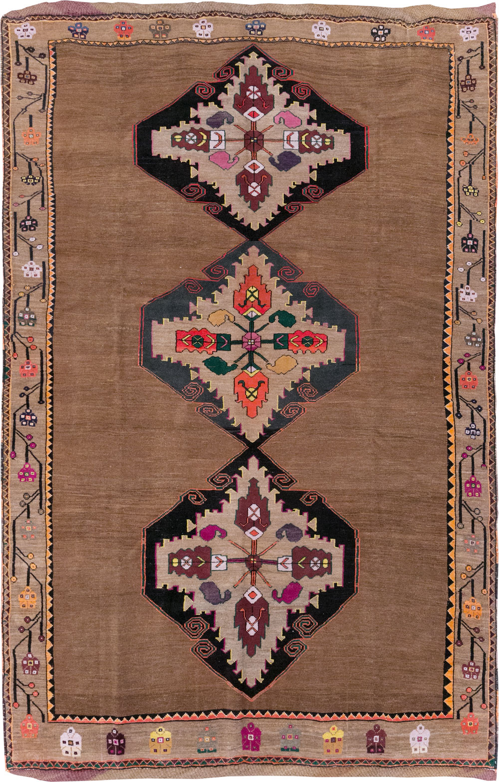 Vintage Turkish Tribal Small Room Size Carpet, No.31585 - Gss