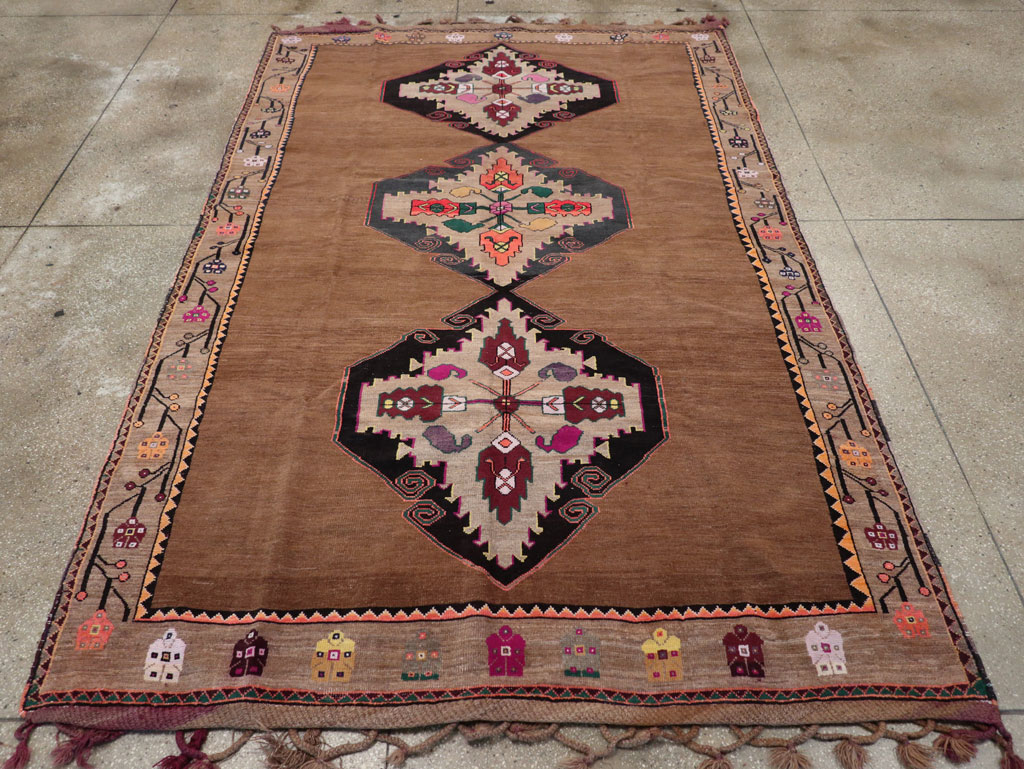 Vintage Turkish Tribal Small Room Size Carpet, No.31585 - Gss