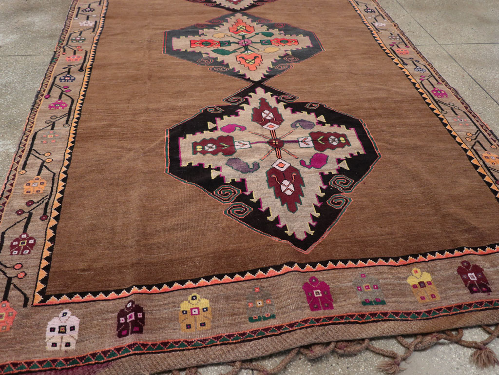 Vintage Turkish Tribal Small Room Size Carpet, No.31585 - Gss