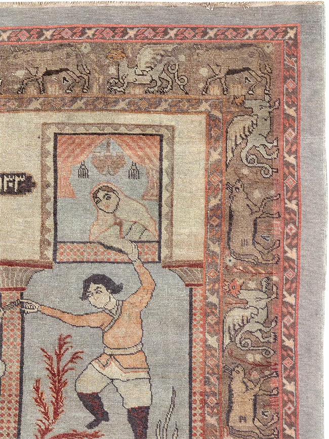 Antique Persian Pictorial Tabriz Rug, No.31588 - Gss