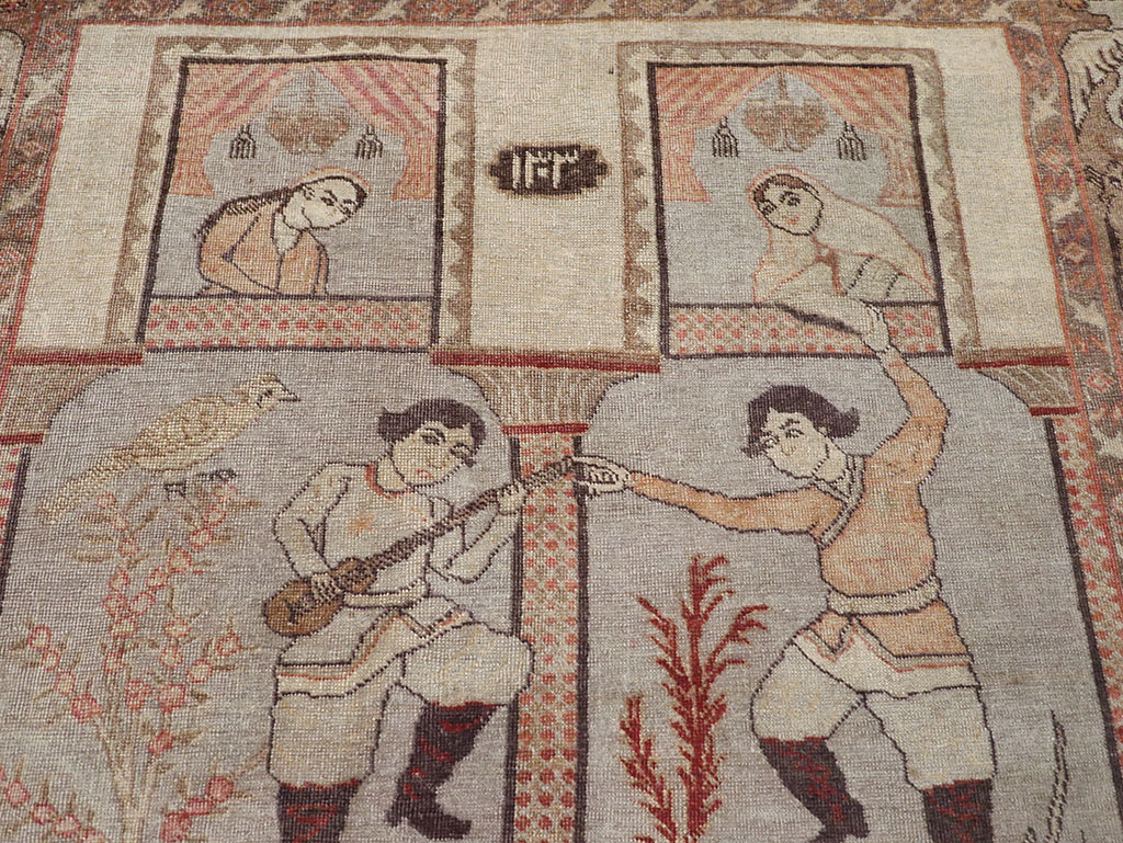 Antique Persian Pictorial Tabriz Rug, No.31588 - Gss