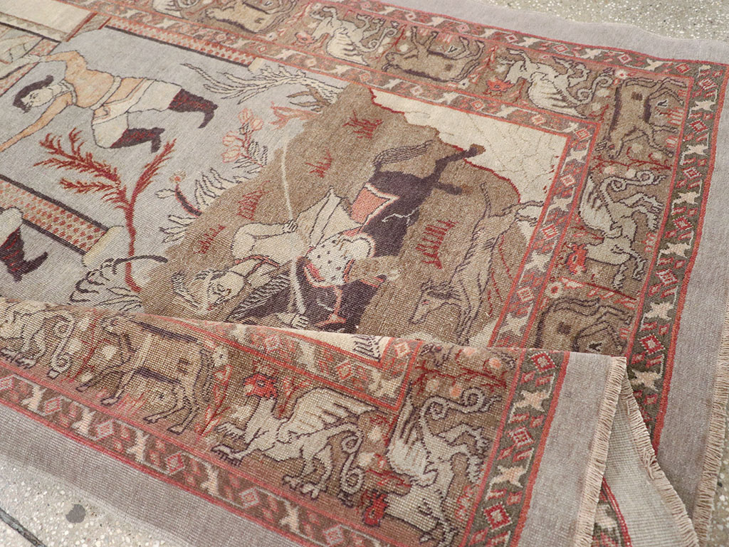 Antique Persian Pictorial Tabriz Rug, No.31588 - Gss