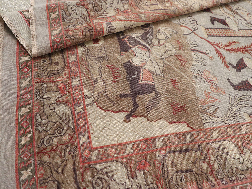 Antique Persian Pictorial Tabriz Rug, No.31588 - Gss