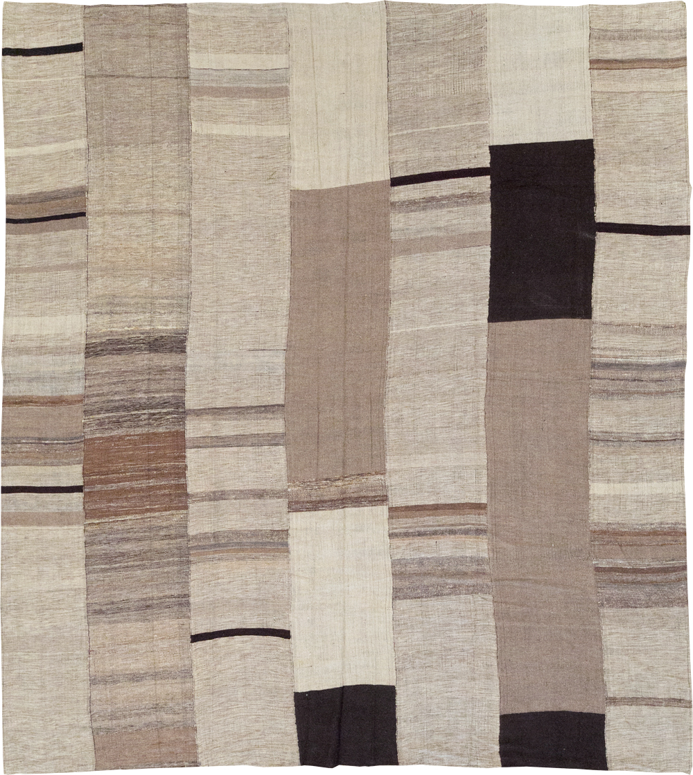 Modern Turkish Flatweave Kilim Square Room Size Carpet, No.31599 - Gss
