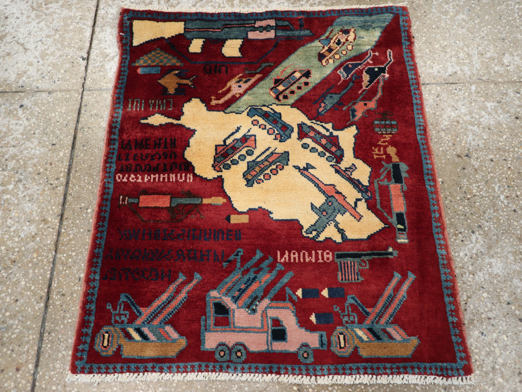 Vintage Afghan Pictorial War Rug, No.31624 - Gss