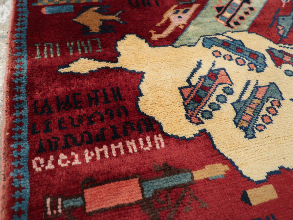 Vintage Afghan Pictorial War Rug, No.31624 - Gss