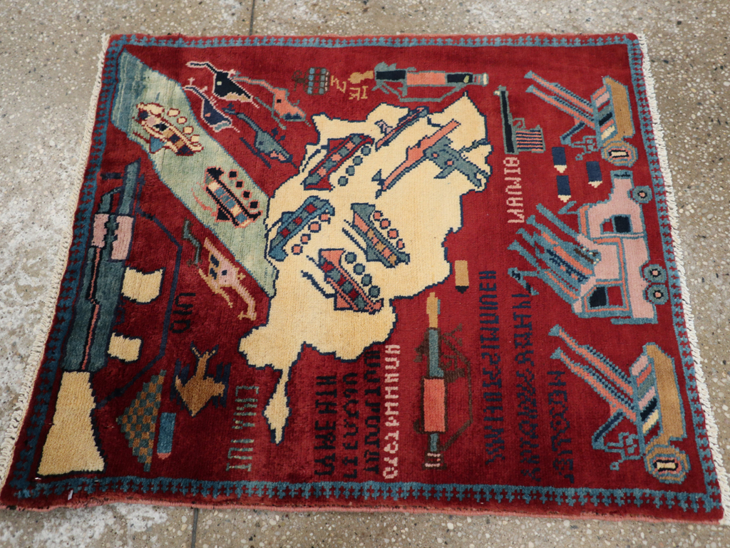 Vintage Afghan Pictorial War Rug, No.31624 - Gss
