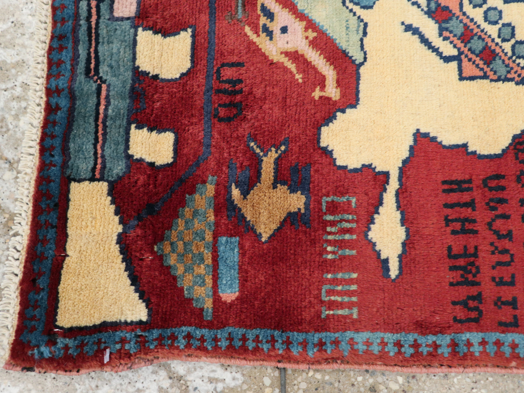 Vintage Afghan Pictorial War Rug, No.31624 - Gss