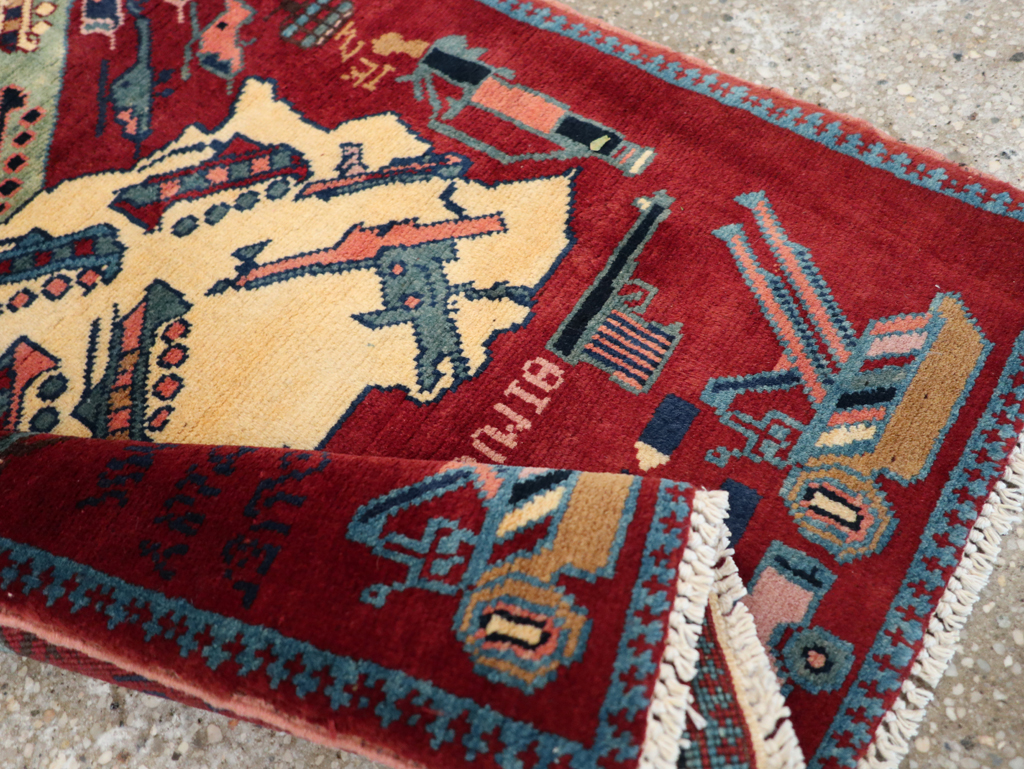 Vintage Afghan Pictorial War Rug, No.31624 - Gss