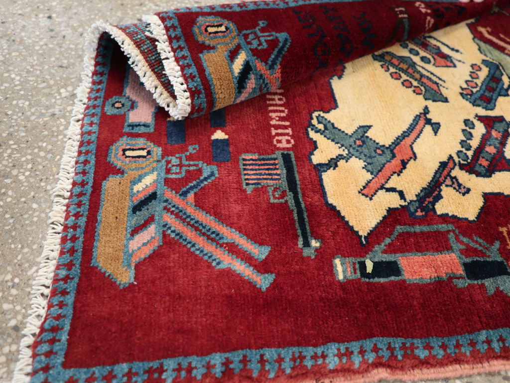 Vintage Afghan Pictorial War Rug, No.31624 - Gss