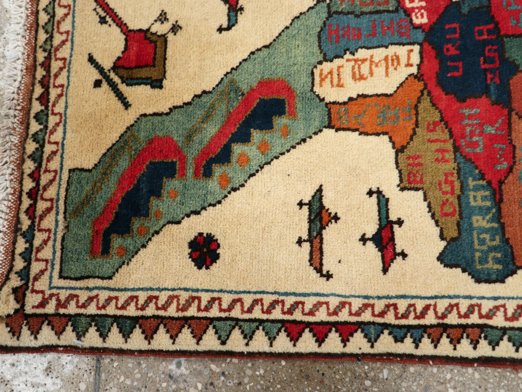 Vintage Afghan Pictorial War Map Rug, No.31625 - Gss