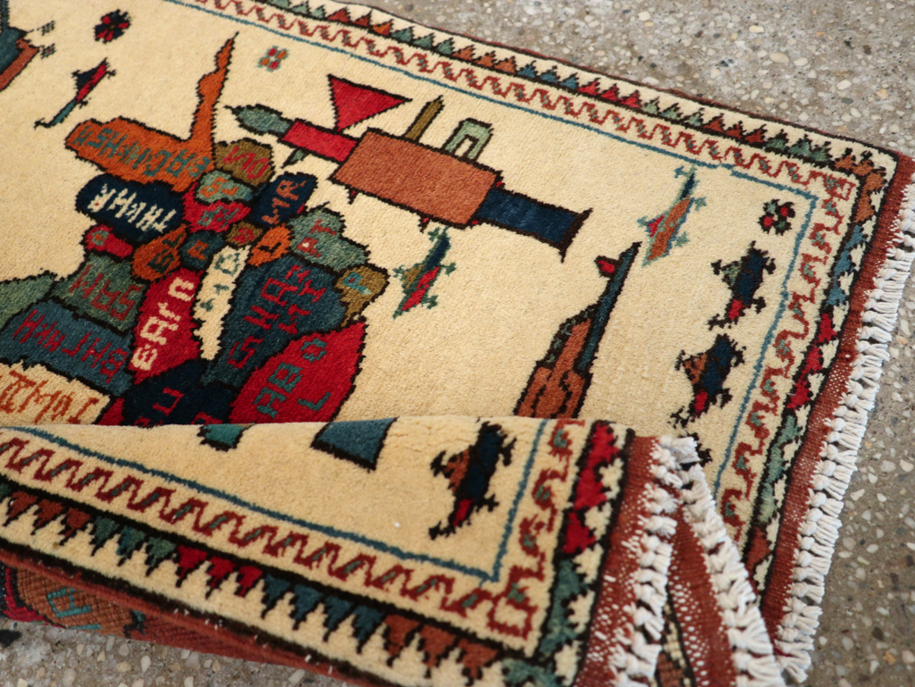 Vintage Afghan Pictorial War Map Rug, No.31625 - Gss