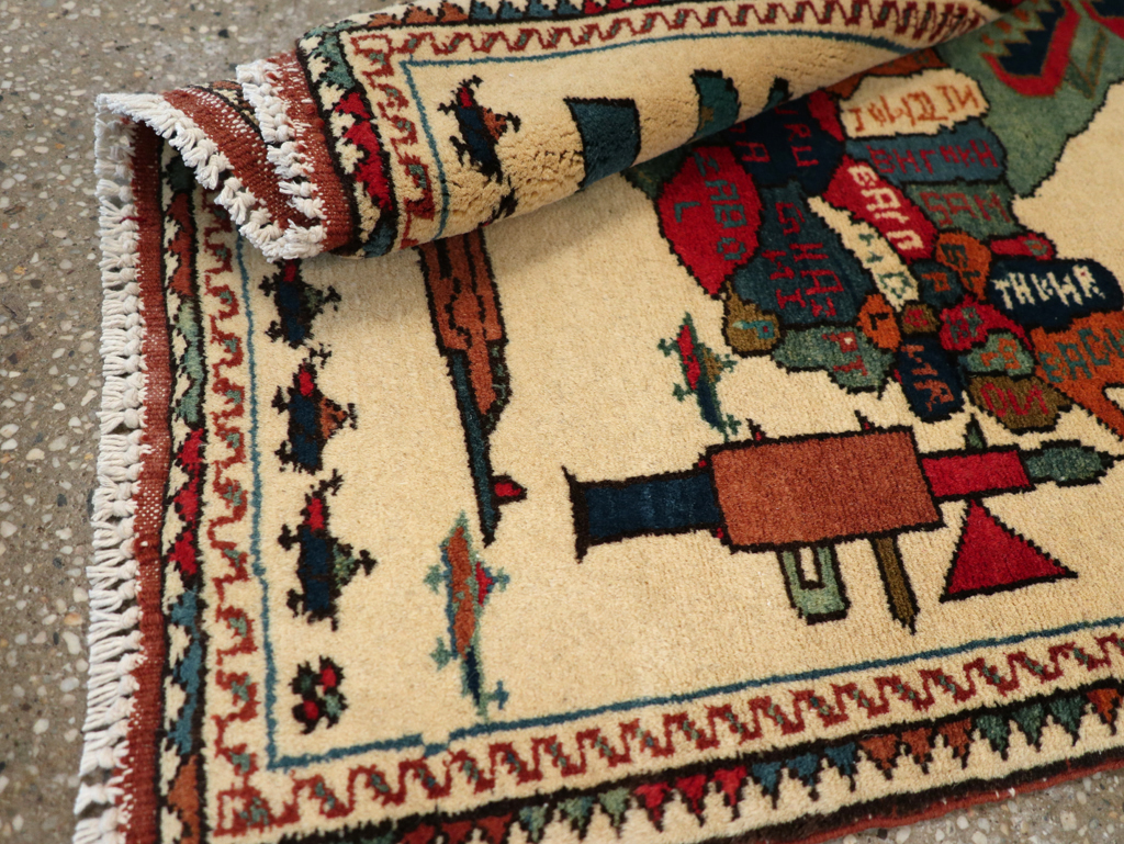 Vintage Afghan Pictorial War Map Rug, No.31625 - Gss