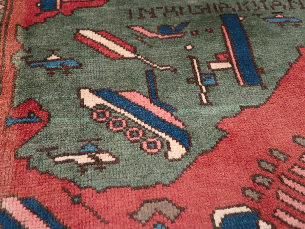 Vintage Afghan Pictorial War Map Rug, No.31627 - Gss