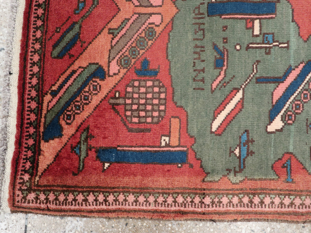 Vintage Afghan Pictorial War Map Rug, No.31627 - Gss