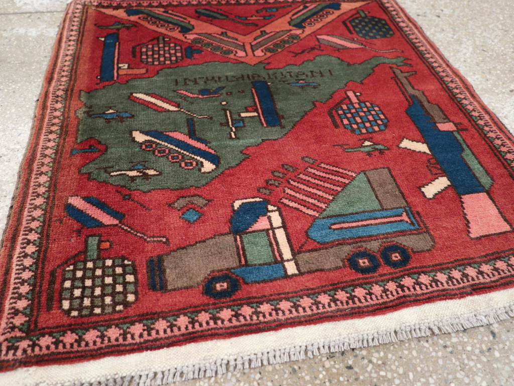 Vintage Afghan Pictorial War Map Rug, No.31627 - Gss