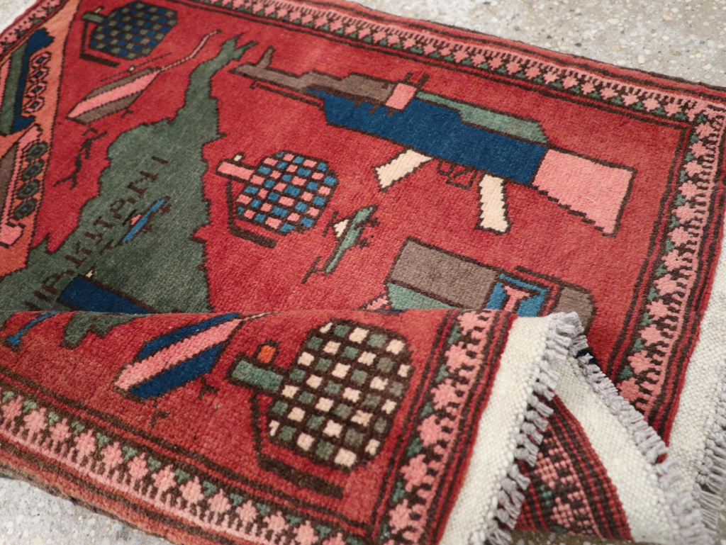 Vintage Afghan Pictorial War Map Rug, No.31627 - Gss