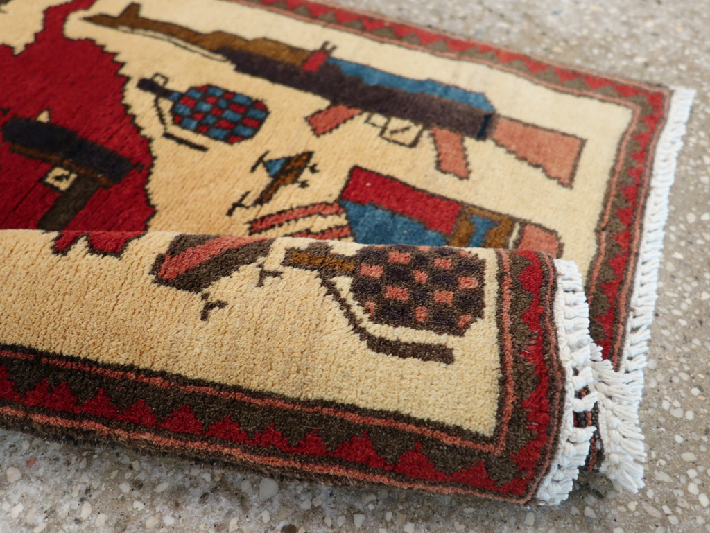 Vintage Afghan Pictorial War Map Rug, No.31628 - Gss