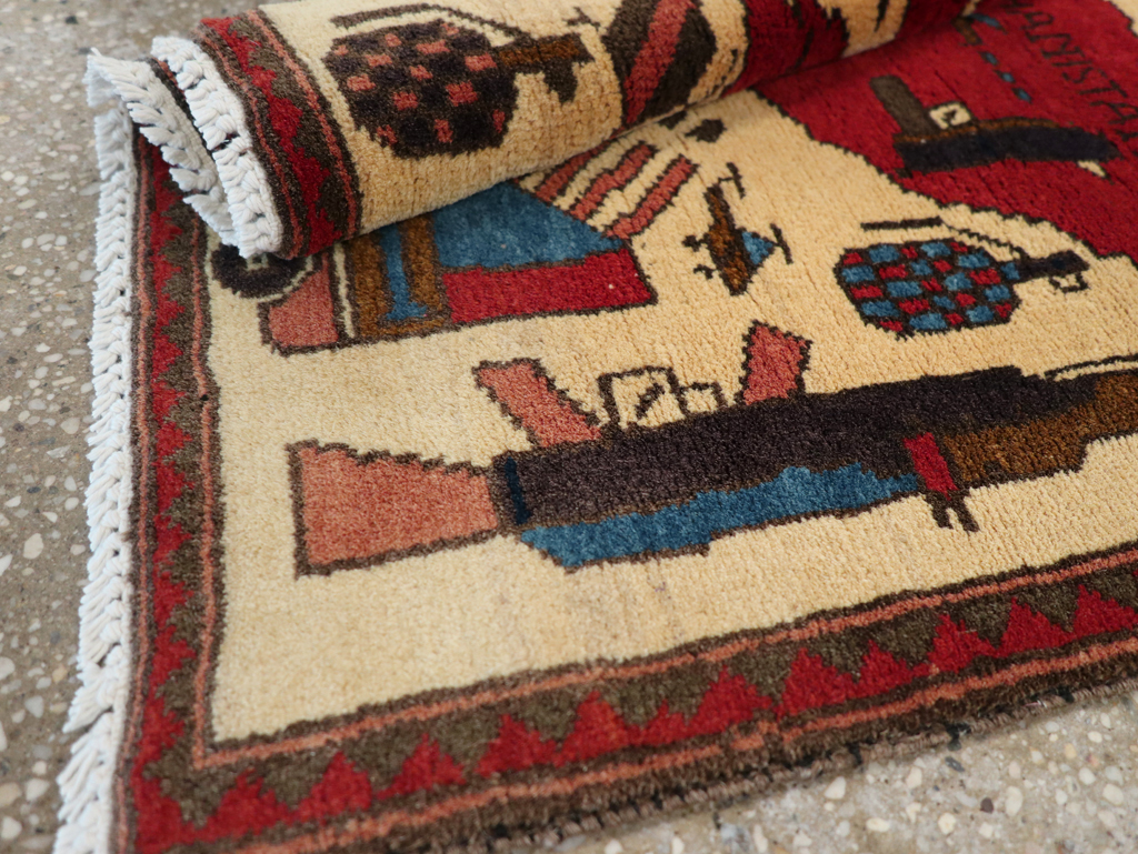 Vintage Afghan Pictorial War Map Rug, No.31628 - Gss