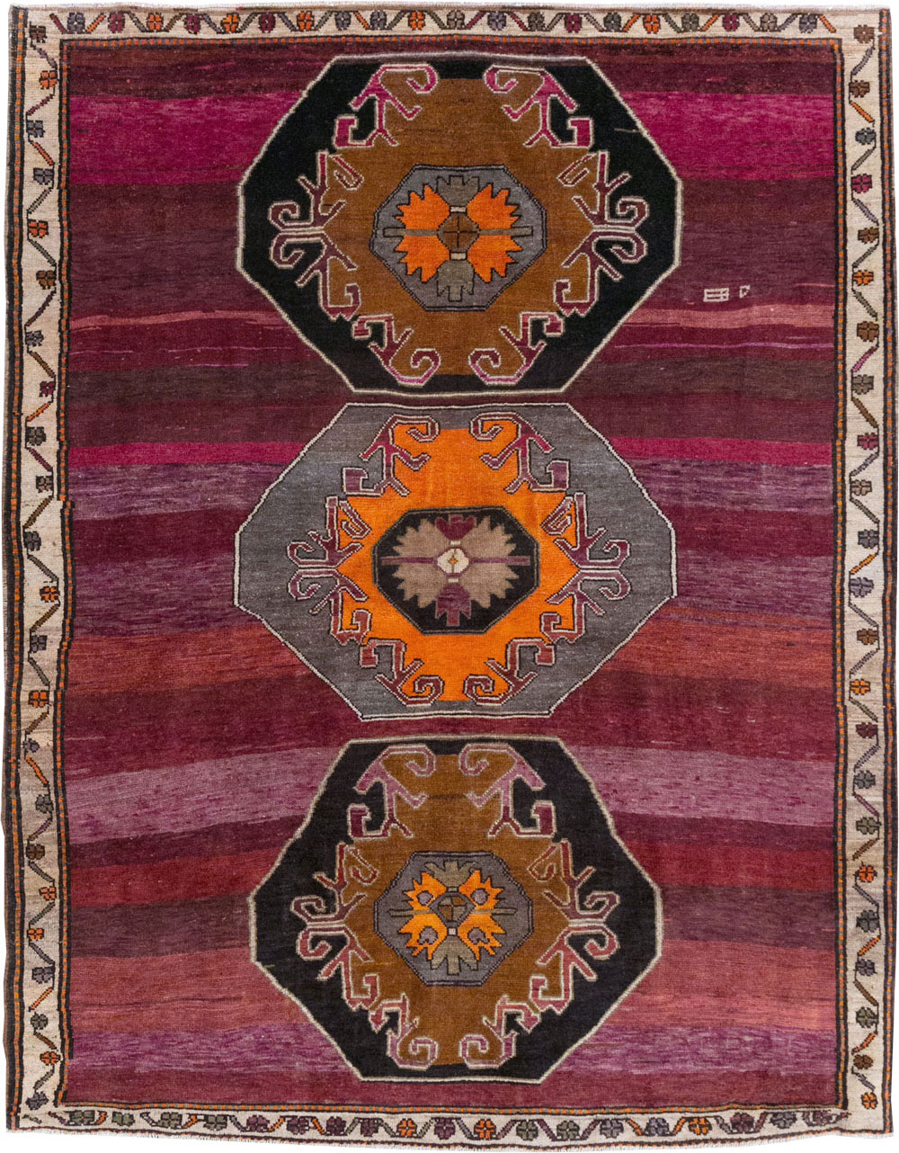 Vintage Turkish Anatolian Small Tribal Room Size Carpet, No.31629 - Gss