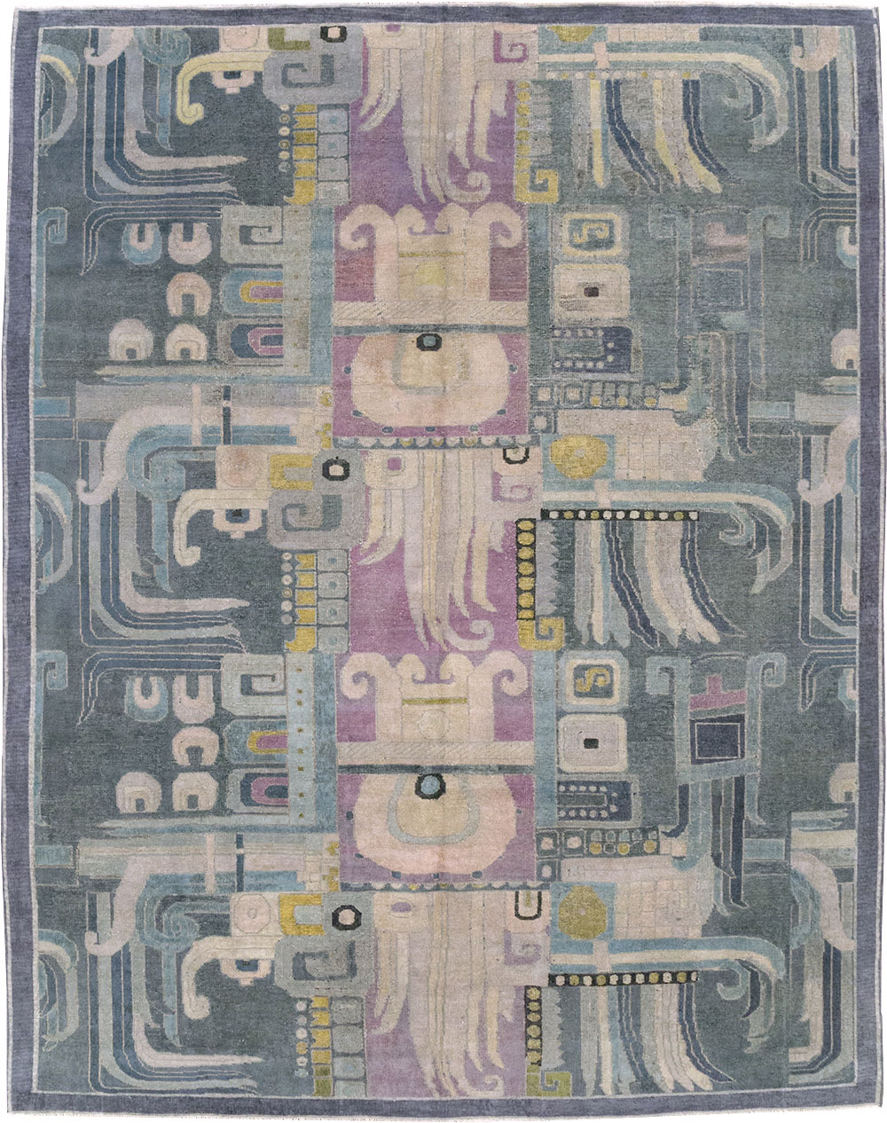 Vintage Turkish Art Deco Room Size Carpet, No.31637 - Gss