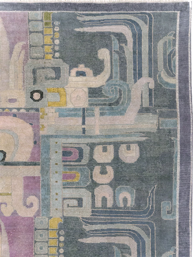 Vintage Turkish Art Deco Room Size Carpet, No.31637 - Gss