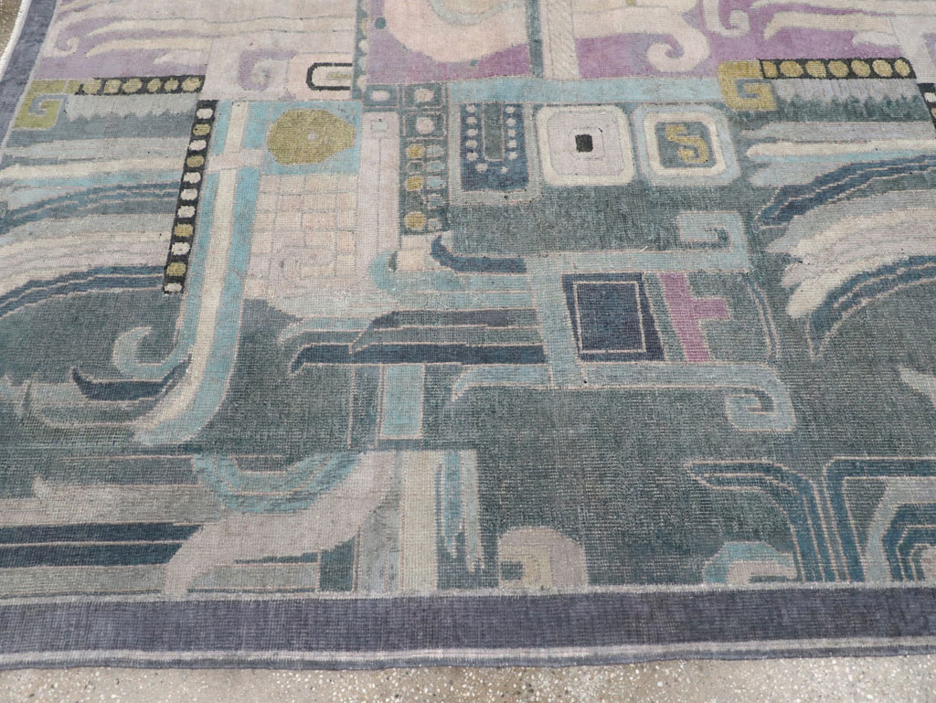 Vintage Turkish Art Deco Room Size Carpet, No.31637 - Gss