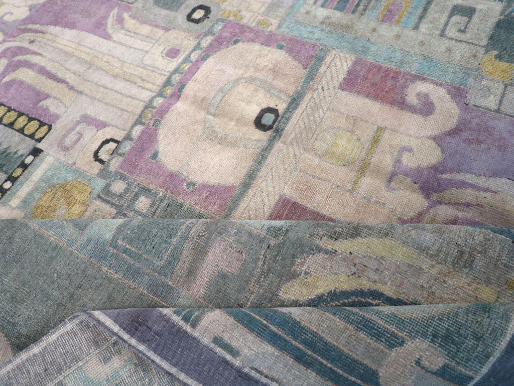 Vintage Turkish Art Deco Room Size Carpet, No.31637 - Gss