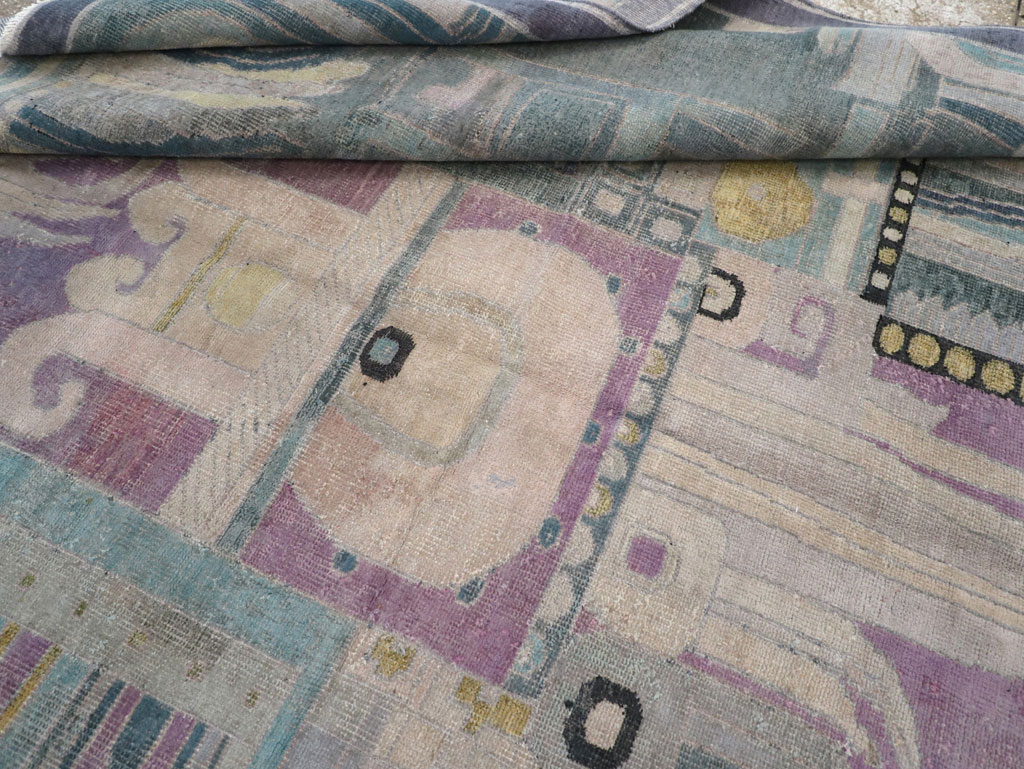 Vintage Turkish Art Deco Room Size Carpet, No.31637 - Gss