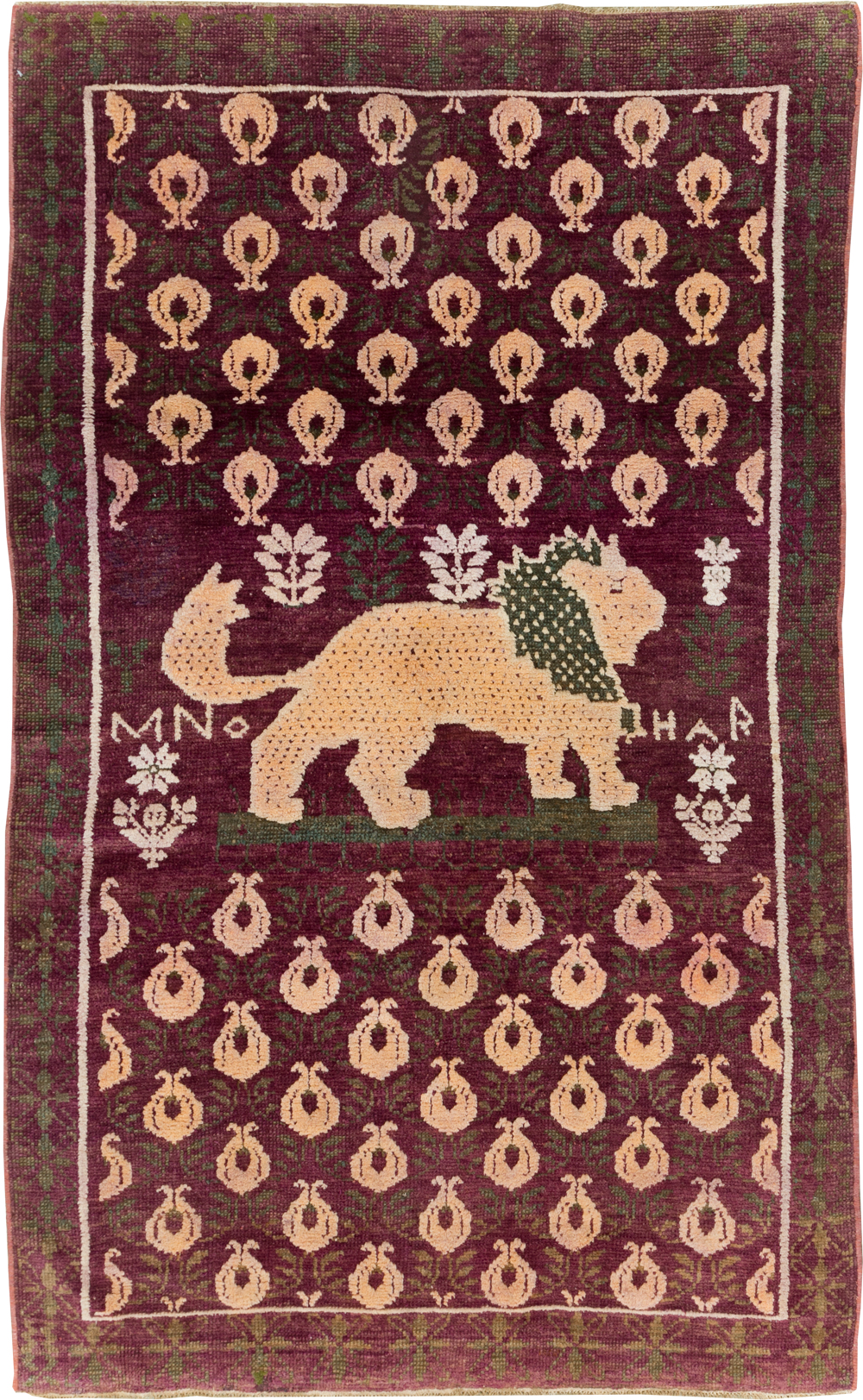 Vintage Pictorial Cotton Agra Rug, No.31638 - Gss