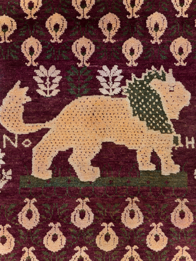 Vintage Pictorial Cotton Agra Rug, No.31638 - Gss