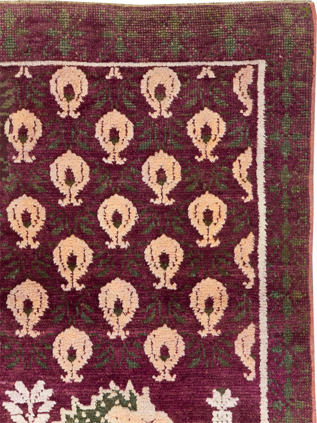 Vintage Pictorial Cotton Agra Rug, No.31638 - Gss