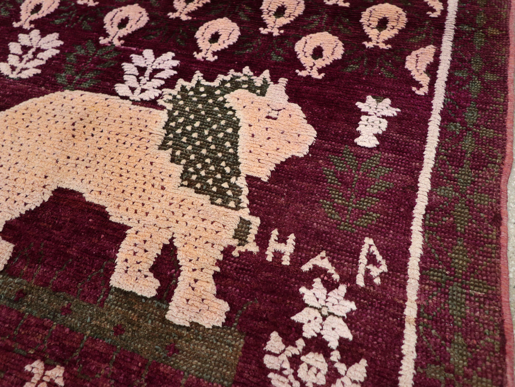 Vintage Pictorial Cotton Agra Rug, No.31638 - Gss