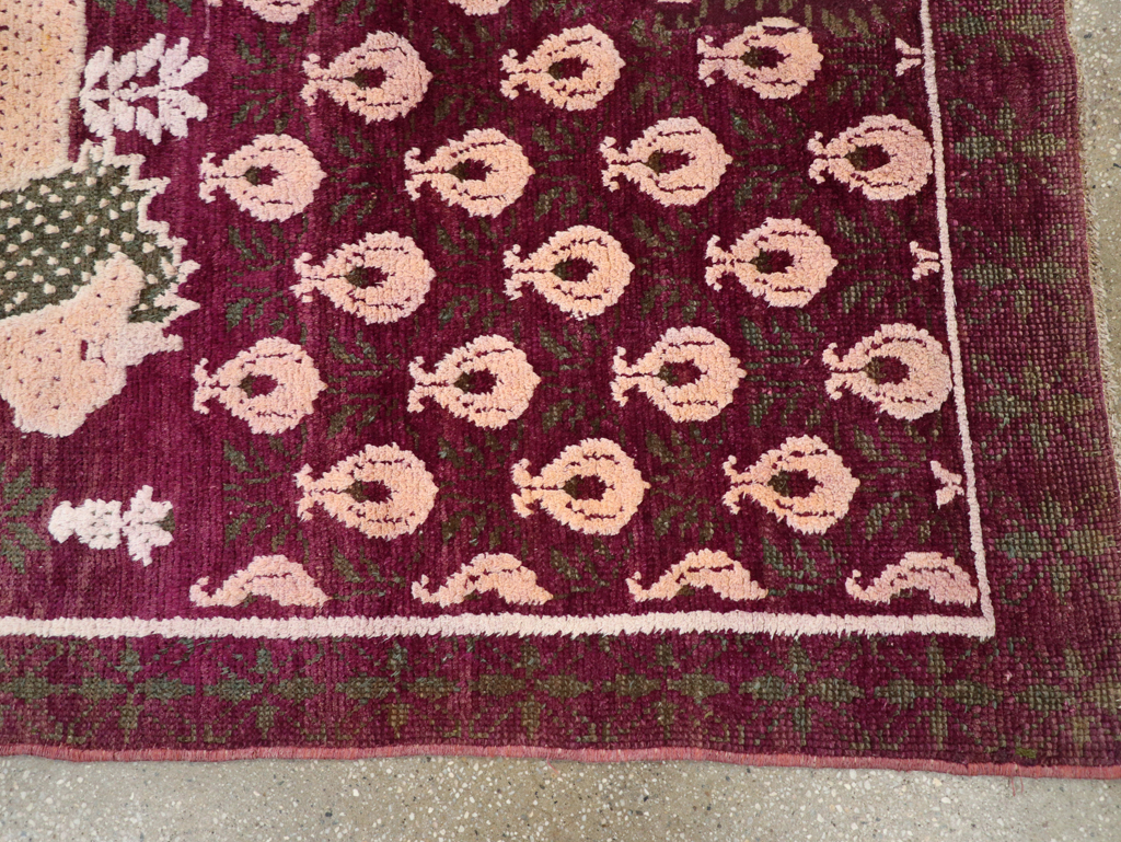 Vintage Pictorial Cotton Agra Rug, No.31638 - Gss