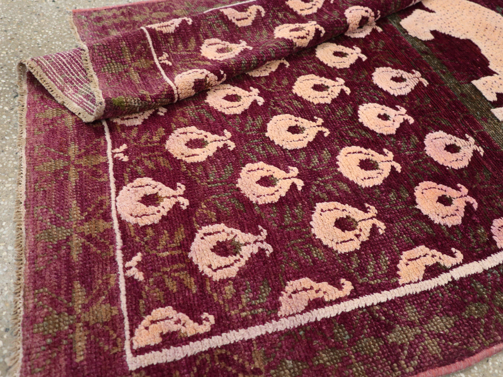 Vintage Pictorial Cotton Agra Rug, No.31638 - Gss