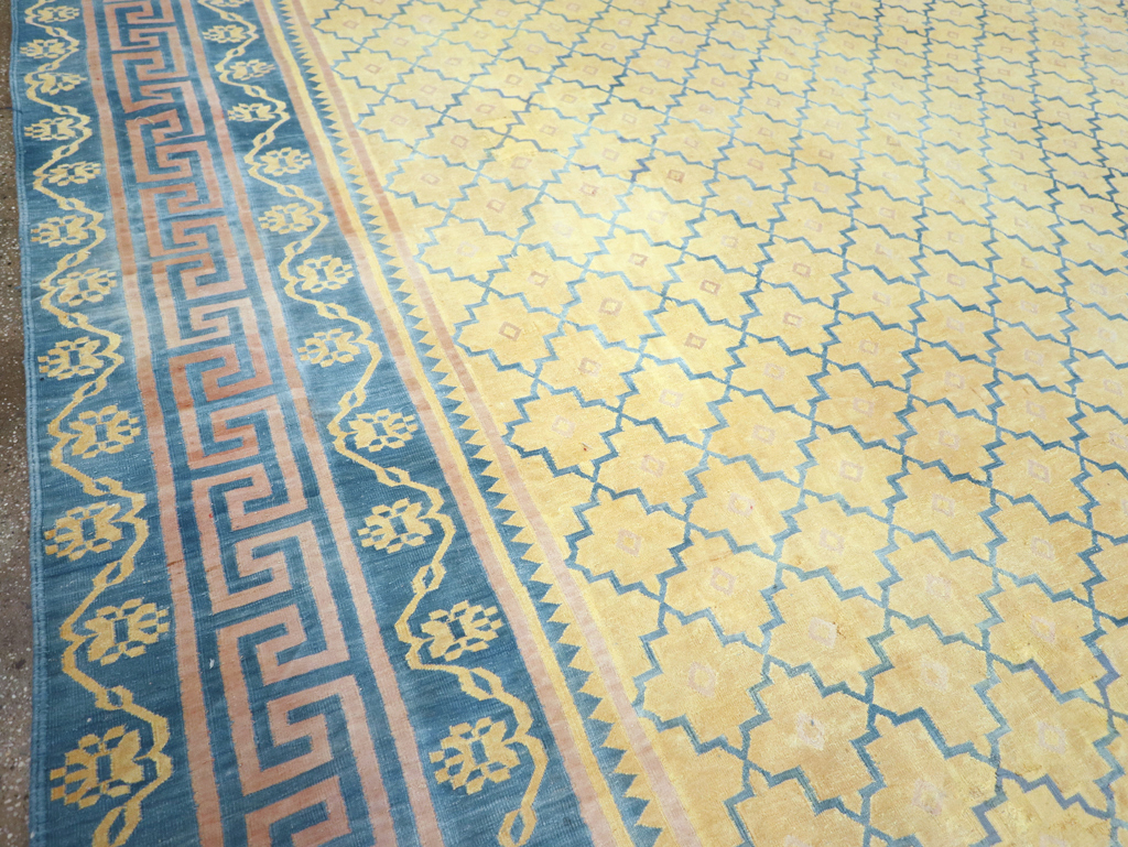 Vintage Indian Flatweave Dhurrie Large Room Size Carpet, No.31642 - Gss