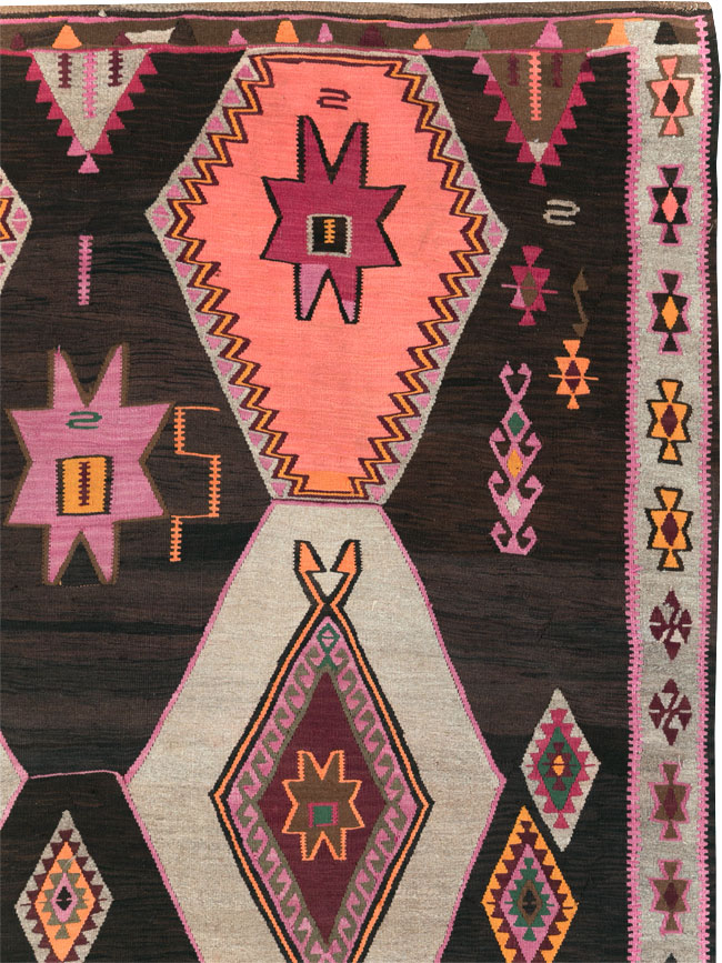 Vintage Turkish Flatweave Kilim Room Size Carpet, No.31648 - Gss