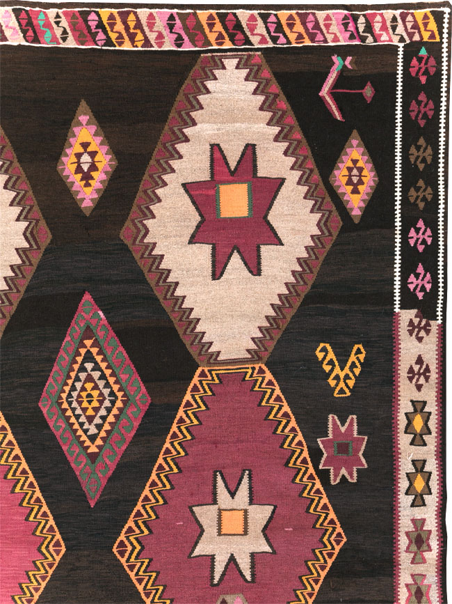 Vintage Turkish Flatweave Kilim Room Size Carpet, No.31648 - Gss