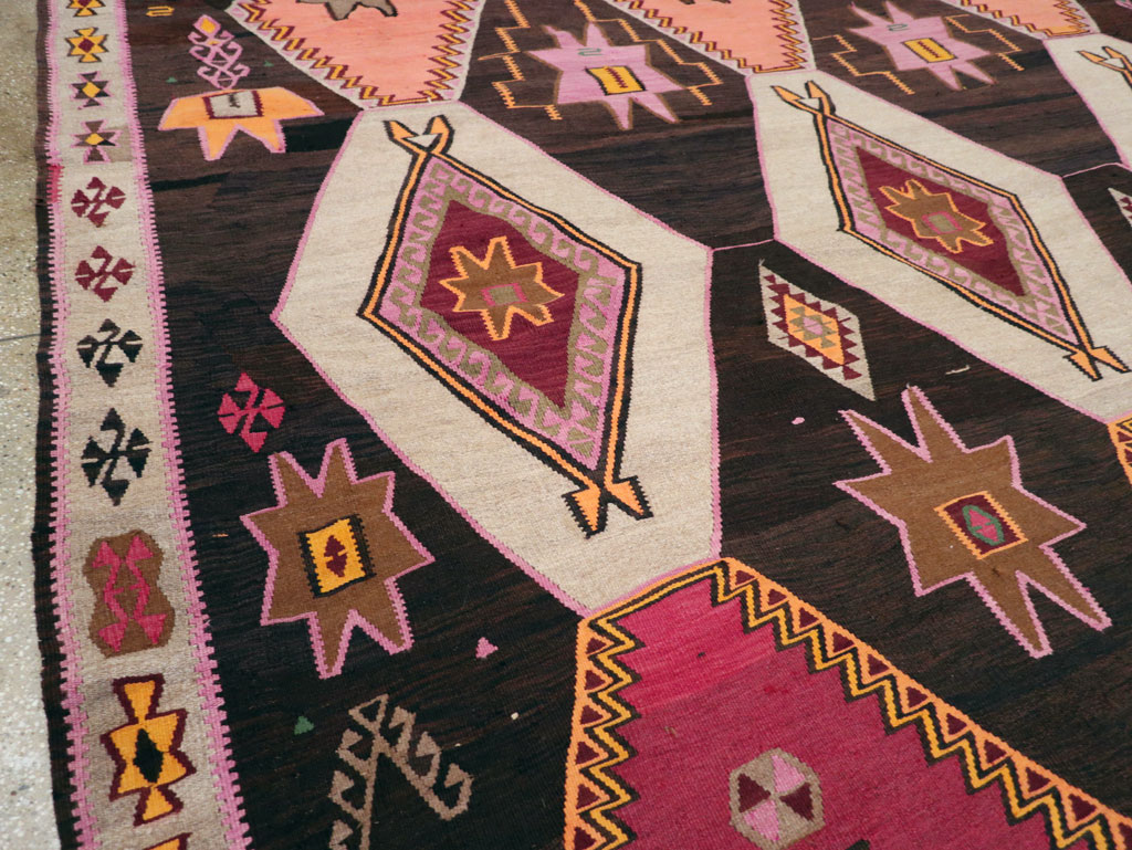 Vintage Turkish Flatweave Kilim Room Size Carpet, No.31648 - Gss